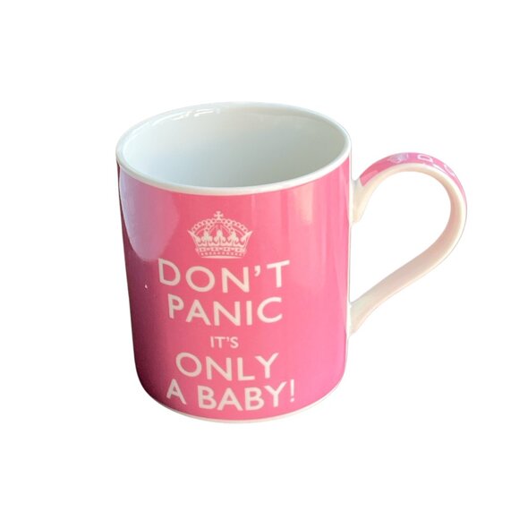 KENT POTTERY MUG 'DON'T PANIC IT'S ONLY A BABY!' Pink 12 oz Pregnancy Ceramic - Picture 2 of 6